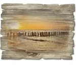 ARTland Holzbild Vintage Sch&ouml;ner Sonnenuntergang am Strand Gr&ouml;&szlig;e: 40x30 cm -