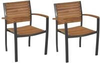 Merxx Gartensessel Santorin 2er Set, stapelbar - Aluminium/Akazie