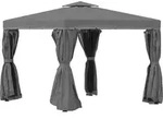 Outsunny Gartenpavillon Pavillon 2,96 x 2,96 mit Doppeldach Moskitonetz Alu -