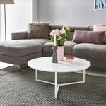 FineBuy Design Couchtisch 80 cm Rund Wei&szlig; Matt lackiert Moderner Wohnzimmertisch MDF