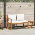 vidaXL Gartenbank 114,5 cm mit Cremewei&szlig;en Kissen Massivholz Akazie - Braun