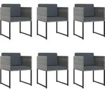 vidaXL 11-tlg. Garten-Essgruppe mit Kissen Poly Rattan Grau - Grau