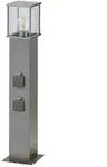 Pollerleuchte Caspa mit 2 Steckdosen - Silber/Grau