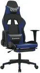vidaXL Gaming-Stuhl mit Fu&szlig;st&uuml;tze Schwarz und Blau Kunstleder - Blau