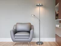 Gro&szlig;er LED Deckenfluter FRANKLIN mit Lesearm, H&ouml;he 181cm, Silber
