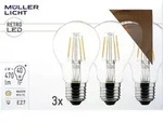 M&uuml;ller-Licht LED Birne 4W E27 2700K klar 3er Box, 4 W, 40 W, E27, 470 lm, 10000 h,