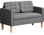 HOMCOM 2-Sitzer Sofa Stoffsofa Doppelsofa abnehmbar mit Kissen Gummiholz...