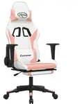 vidaXL Gaming-Stuhl mit Fu&szlig;st&uuml;tze Wei&szlig; und Rosa Kunstleder - Rosa