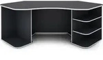 byLIVING Schreibtisch Thanatos, 198x85 cm, Melamin anthrazit, Kanten wei&szlig; -