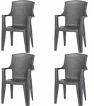 PROGARDEN Eden SET 4x Stapelsessel anthrazit Kunststoff M73551 - Grau