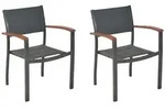 Merxx Gartensessel Paxos, stapelbar, 2er Set Aluminium/Textil/Akazie - Grau