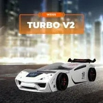 Autobett TURBO V2 Kinderbett im Rennwagen-Design mit Lattenrost Farbe Wei&szlig; - Wei&szlig;