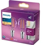 Philips Filament-Kerzenlampe, transparent 40W P45 E14 x2, 4,3 W, 40 W, E14, 470...