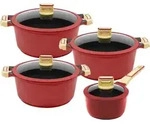 4/8tlg. KING&reg; Kochtopfset GOURMET ROT / Topfgr&ouml;&szlig;en ca. &Oslash;16, &Oslash;18, &Oslash;20, &Oslash;24cm /