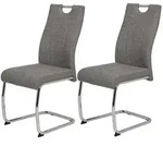 Hela Tische - 2er Set Freischwinger Esszimmerstuhl Alina Webstoff Grau -