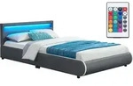 Juskys Polsterbett Sevilla 140 x 200 cm grau &ndash; Bettgestell mit LED Beleuchtung,