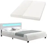 Juskys Polsterbett Paris 180 x 200 cm Kunstleder mit LED, Matratze & Lattenrost -