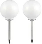 2er Set Solarkugel, Erdspie&szlig;, wei&szlig; silber, H 70 cm