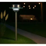 MeLiTec Solar Gartenleuchte SO13, LED-Gartenlampe aus Edelstahl und Echtglas,