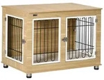 PawHut Hundek&auml;fig M&ouml;bel mit 2 T&uuml;ren Kissen 2 Verriegelungen Metall Hundebox...