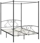 vidaXL Himmelbett-Gestell Grau Metall 160 x 200 cm - Grau