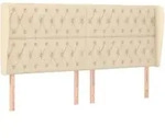 vidaXL Kopfteil mit Ohren Creme 203x23x118/128 cm Stoff - Beige