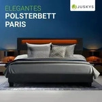 Juskys Polsterbett Paris 180 x 200 cm Kunstleder mit LED & Lattenrost - Schwarz -