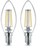 Philips Filament-Kerzenlampe, transparent 40W B35 E14 x2, 4,3 W, 40 W, E14, 470...