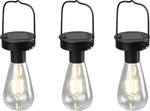 Solar LED H&auml;ngeleuchte CAMPUS 3er SET zum h&auml;ngen Schwarz &Oslash;7cm H&ouml;he 23cm -...