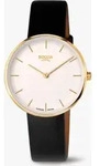 Boccia Damen Armbanduhr 3327-04 Trend Titan gelbgold IP Lederband vegan schwarz -