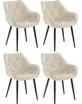 CLP 4er Set Stuhl Tanna Samt Gesteppt creme - Creme