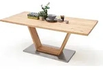 Esstisch Greta mit V-Fu&szlig; | Balkeneiche massiv | 180 x 90 cm - Braun