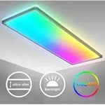 LED Deckenlampe mit indirektem Licht, Fernbedienung, buntes RGB+W Licht, LED Panel,