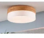 Deckenleuchte Holz & Stoffschirm Wei&szlig; &Oslash; 50cm - Beige