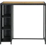 vidaXL Bartisch mit Regal Schwarz 120x60x110 cm Poly Rattan - Schwarz