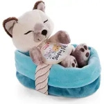 Nici Sleeping Pets Kuscheltier &ndash; Siamkatze, schlafend im K&ouml;rbchen &ndash; 12 cm -