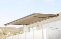 Elektrische Kassetten-Markise H123, Vollkassette Volant 4,5x3m Polyester Creme,...
