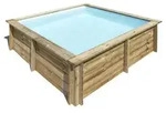 GRE Holzbecken quadratisch Modell City 225 x 225 x 68 cm, Komplettset - Naturbelassen