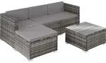 tectake&reg; Rattan Lounge Lignano f&uuml;r 3 bis 4 Personen widerstandsf&auml;hig - Grau