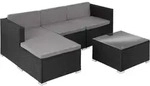 tectake&reg; Rattan Lounge Lignano f&uuml;r 3 bis 4 Personen widerstandsf&auml;hig - Schwarz