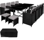 tectake&reg; Rattan Sitzgruppe Palma f&uuml;r 8 bis 12 Personen - Schwarz