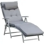 Outsunny Sonnenliege Strandliege Gartenliege Klappbar Verstellbar Metall Grau - Grau