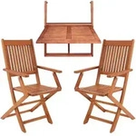 CASARIA&reg; Balkonm&ouml;bel Set 2 Personen Holz FSC&reg;-zertifiziert Wetterfest 3-Tlg