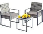 CASARIA&reg; Balkonm&ouml;bel Set WPC Tisch 160kg Belastbarkeit Polyrattan 2 St&uuml;hle