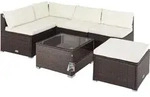 CASARIA&reg; Gartenm&ouml;bel Lounge Set Wetterfest 5 Personen Polyrattan Sicherheitsglas