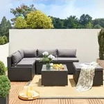CASARIA&reg; Gartenm&ouml;bel Set Polyrattan 5 Personen Wetterfest Tisch 5mm Sicherheitsglas