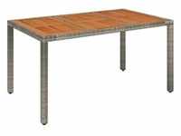 vidaXL Gartentisch mit Holzplatte Grau 150x90x75 cm Poly Rattan