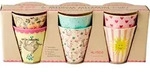 Rice Melamin Kinderbecher Set - Funky Prints - Gelb/Blau/Rot/Beige