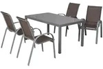 Merxx Gartenm&ouml;bel Set Amalfi taupe 5tlg., 4 Stapelsessel, 1 Tisch 150 x 90 cm -