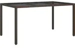 vidaXL Gartentisch 150x90x75 cm Geh&auml;rtetes Glas Poly Rattan Braun - Braun